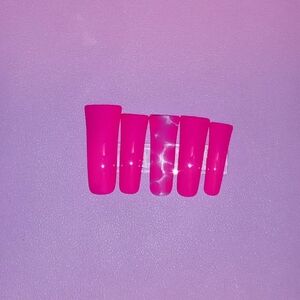 10pcs 2XL Duckbill Pink with Blooming Gel Accent Press On Nails